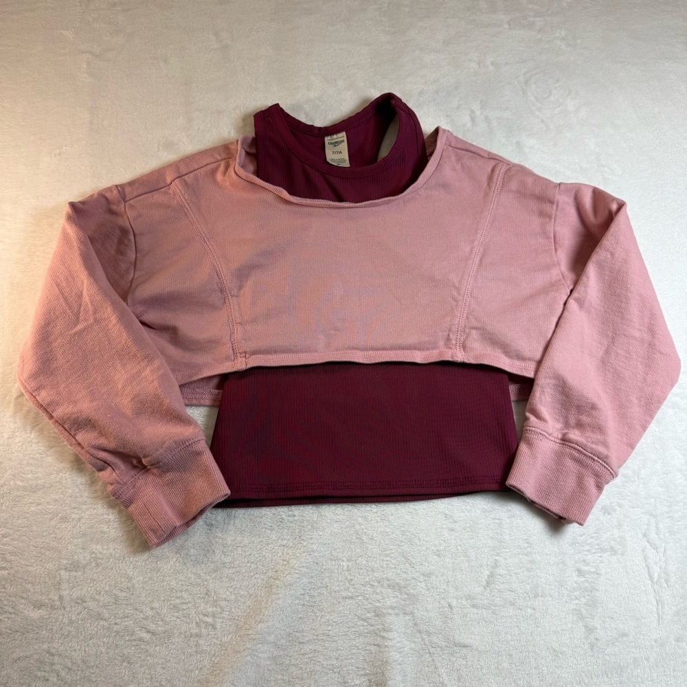 OshKosh B’Gosh Burgundy and Pink Tank Top Off the Shoulder